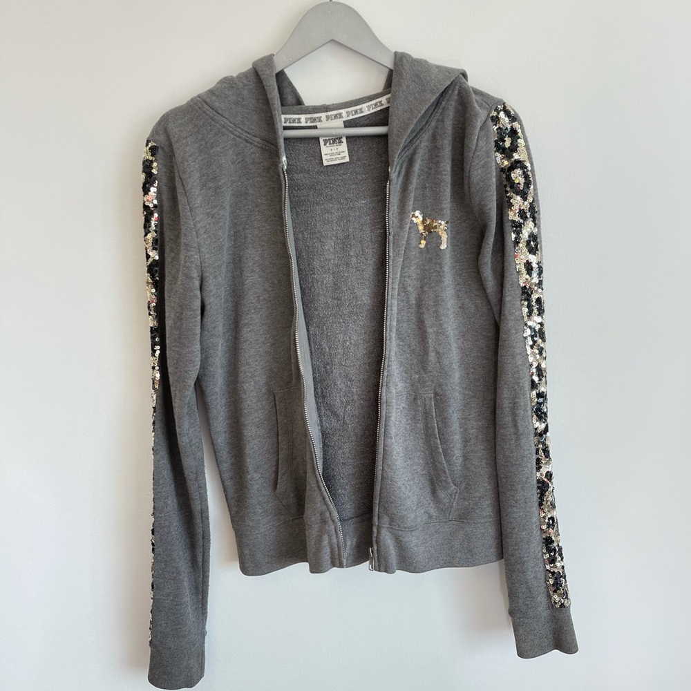 PINK Victoria Secret Gray / Leopard Print Jacket
